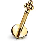 Cords Club Atomic Love Flat Back Stud – ASTM-F136 Implant Grade Titanium - Push Pin Design for Sensitive Ears – Available in 18K Gold Plated & Titanium Silver (Single Earring)