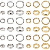 UNICRAFTALE 96Pcs 2 Colors 6/8/10mm Diameter 201 Stainless Steel Spacer Beads Round Metal Stopper for Bracelet Necklace Jewelry Making