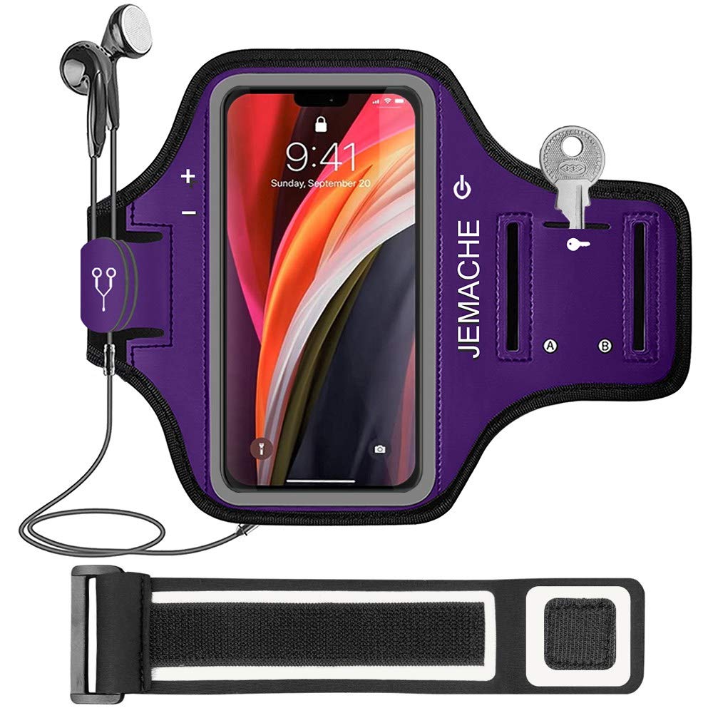 iPhone 13 mini, 12 mini Armband, JEMACHE Water Resistant Gym Sports Workouts Running Arm Band Case for iPhone 13mini,12mini (Purple)
