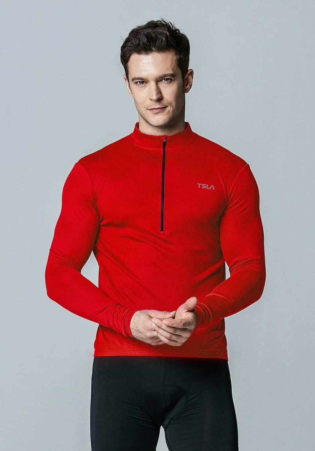 TSLA Men's Long Sleeve Bike Cycling Jersey, Quick Dry Breathable Reflective Biking Shirts with 3 Rear Pockets : Clothing