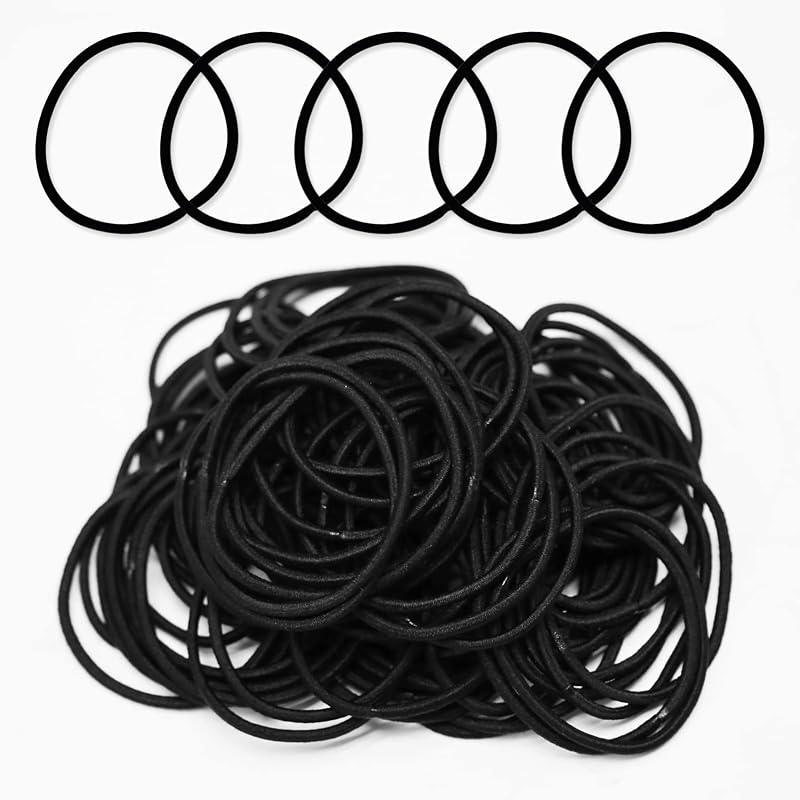 SZCXDKJ 100pcs Black Elastic Hair Bands 4cm Thin 1.4mm Kid Ponytail Holders