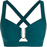 ZAFUL Women U-Wired Bikini Top Only- Ruched Cut Out Back-Cross Adjustable Straps Bathing Suit Top Only for Large Bust