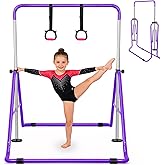 Bighaki808 Gymnastics Bar for Kids, Adjustable Height Gymnastic Horizontal Bars, Folding Expandable Gymnastics Equipment Junior Training Kip Bar for Home