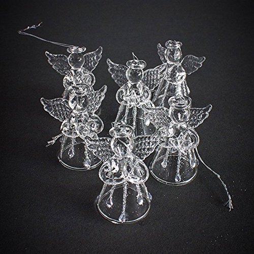 Set of 6 Small Glass Angel Christmas Tree Decorations (4.5cm) by Heaven Sends