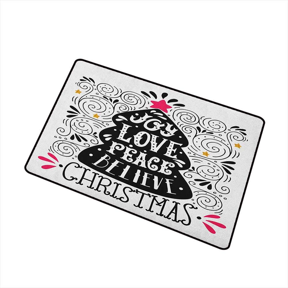 Wang Hai Chuan Joy Universal Door mat Abstract Christmas Tree Pattern with a Tree Topper Curlicues Swirled Lines Door mat Floor Decoration W23.6 x L35.4 Inch Dark Coral Black White