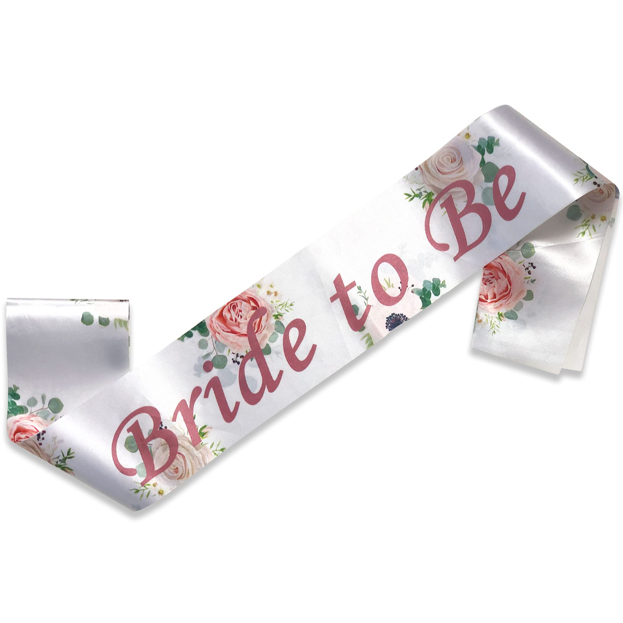 Bride to Be Hen Party Sash (Pack of 1) - Ivory White Satin Floral Sash with Pink Text for Women and Girls Bachelorette Parties - Bridal Party Favours - Wedding Accessories