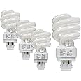SLEEKLIGHTING 13 Watt T3 Spiral CFL 4 Pin G24Q-1 Base Light Bulb 3500K 800lm - Compact Fluorescent -Neutral White Light 4pack
