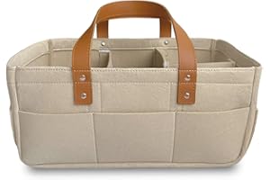 KiddyCare Diaper Caddy Organizer Cart for Nursery Baby Basket Gift for Boy/Girl | Diaper Caddy for Changing Table Basket Organizer with Dividers | Caddy for Baby Stuff Breast Pump Caddy - Regular