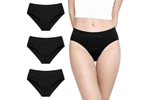 LUCKYPADS Women's Period Underwear Heavy Flow 40ML Leak Proof Postpartum Underwear Bamboo Viscose Menstrual Panties 3-Pack
