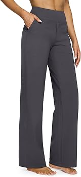 G4Free Yoga Pants with Pockets Wide Leg Trousers Women UK Dress Tall Dark Grey