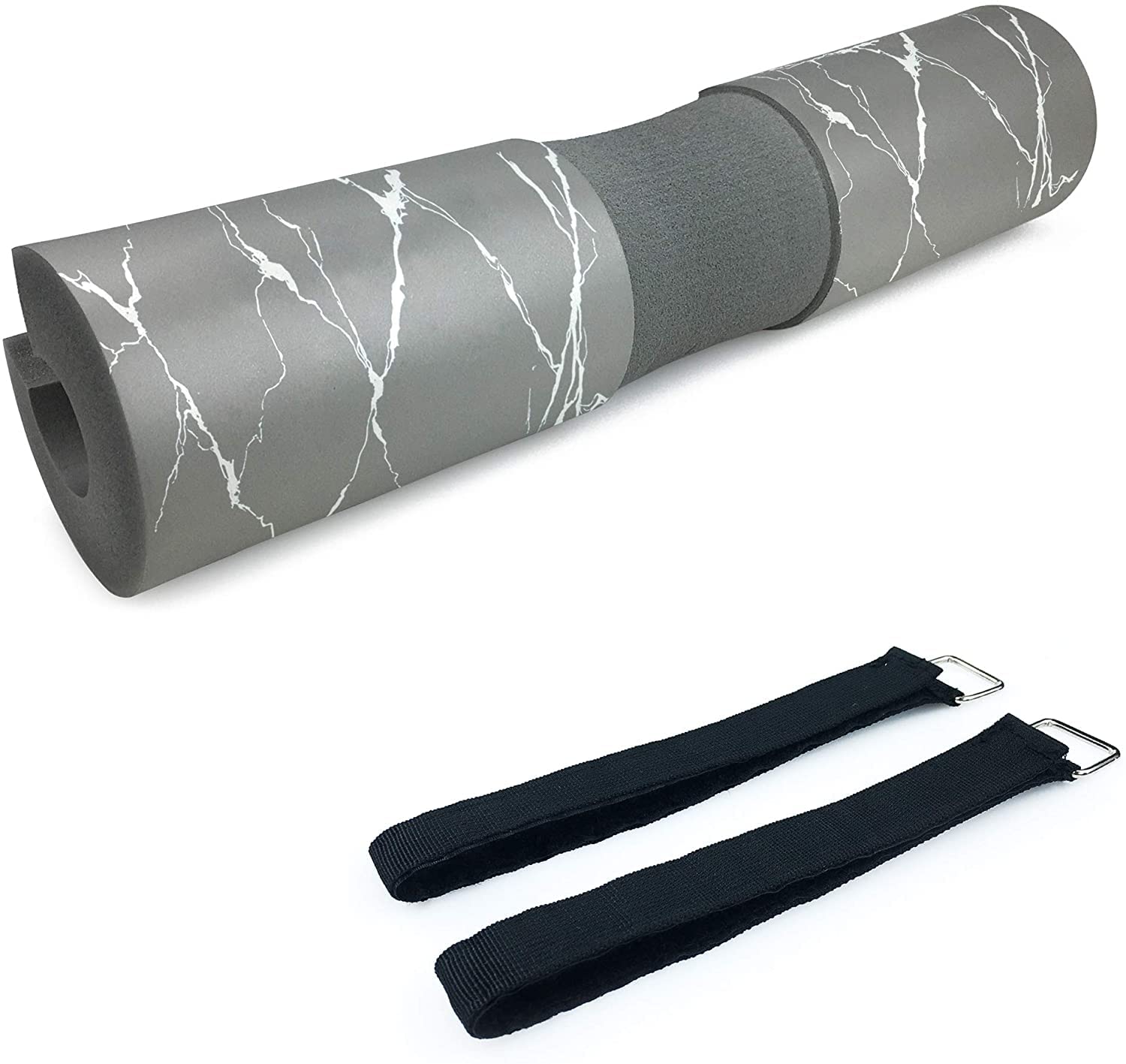 Morwealth Barbell pad, barbell squat pad with 2 Hook & Loop Straps, neck pad for hip thrust weightlifting and heavy squats for standard Olympic barbell bars (Grey)