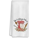 COWEB Funny Kitchen Towels - Best Gifts for Bakers, Baking Gifts for Women, Life is What You Bake It, Dish Towels for Kitchen, Tea Towels for Baking, Baking Towels, 16x24 Inch