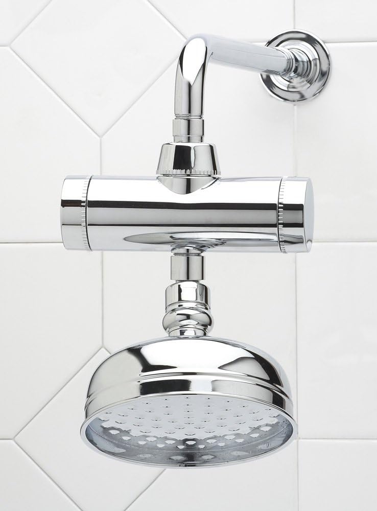 SHOWER FILTER FOR POWER SHOWERS AND FIXED HEAD SHOWERS. Stylish Chrome dechlorinating shower filter removes 99.9% of chlorine and softens your shower water. Fantastic for sensitive dry skin or skin prone to eczema. So why suffer from dry skin when you and your family can enjoy the feel of showering in purified, softened water? The Sensitive Skincare Company