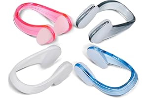 SAVITA 4pcs Swimming Nose Clips with Independent Box Package Waterproof Silica Gel Swimming Nose Plugs for Adults Kids Children Aged 7+ (4 Colors)