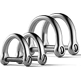 FEGVE D Ring Keychain, Durable D Shape Key Ring for Car keys, Horseshoe Clasp with Screw Shackle -(Load Bearing: 50lb)