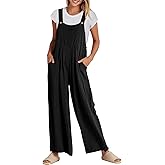 ANRABESS Womens Jumpsuits Overalls Linen Wide Leg Jumpers Casual Summer Fall Outfits 2026 Beach Vacation Clothes with Pockets