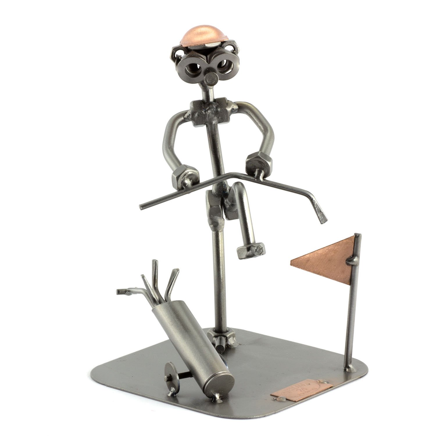 Steelman24 I Nuts and bolts sculpture Golfer Breaking His Club Knee I