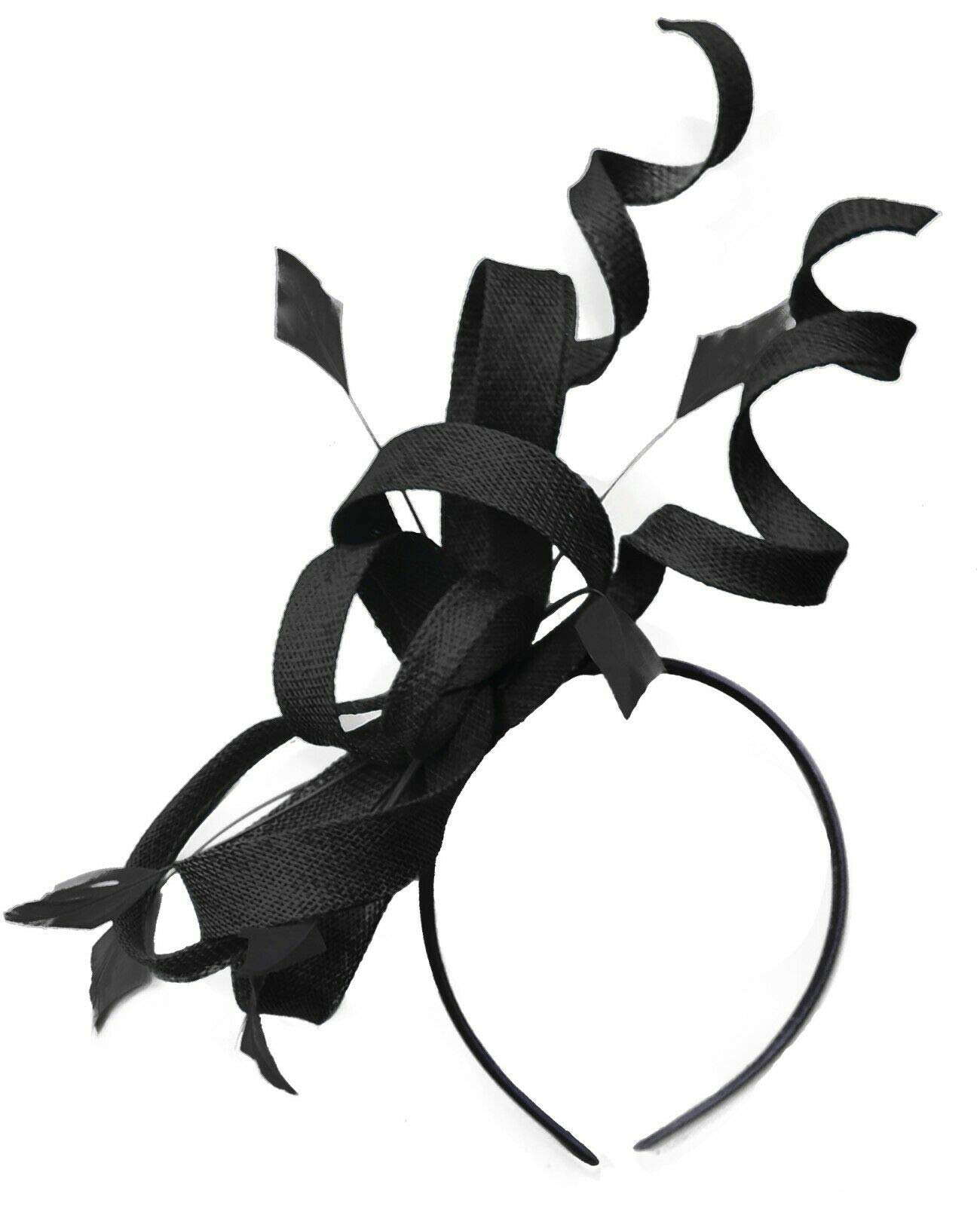 Caprilite Sinamay Headband Swirl Fascinator For Women Wedding Ascot Races (Black) — image 1
