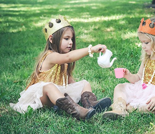 Fun Play Time Glitter Stretch Crown in Gold Boy or Girl Toddler Dress Up