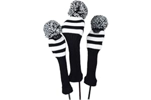Hauni Stripes Knitted Golf Headcovers 3 Piece Set, Numbered 1, 3, 5 Driver and Fairway Head Covers Fits 460cc Drivers