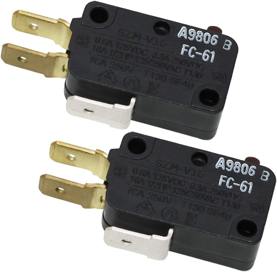Primeswift SZM-V16-FC-61 Microwave Door Switch(3 Terminal) Replacement for Whirlpool Maytag W10727360 W10269457,2 Pack