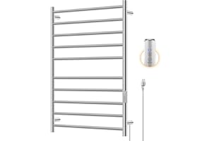 Towel Warmer Rack, 10 Bar Heated Towel Racks for Bathroom, Electric Hot Towel Rack with Build-in Timer, Stainless Steel, Fast
