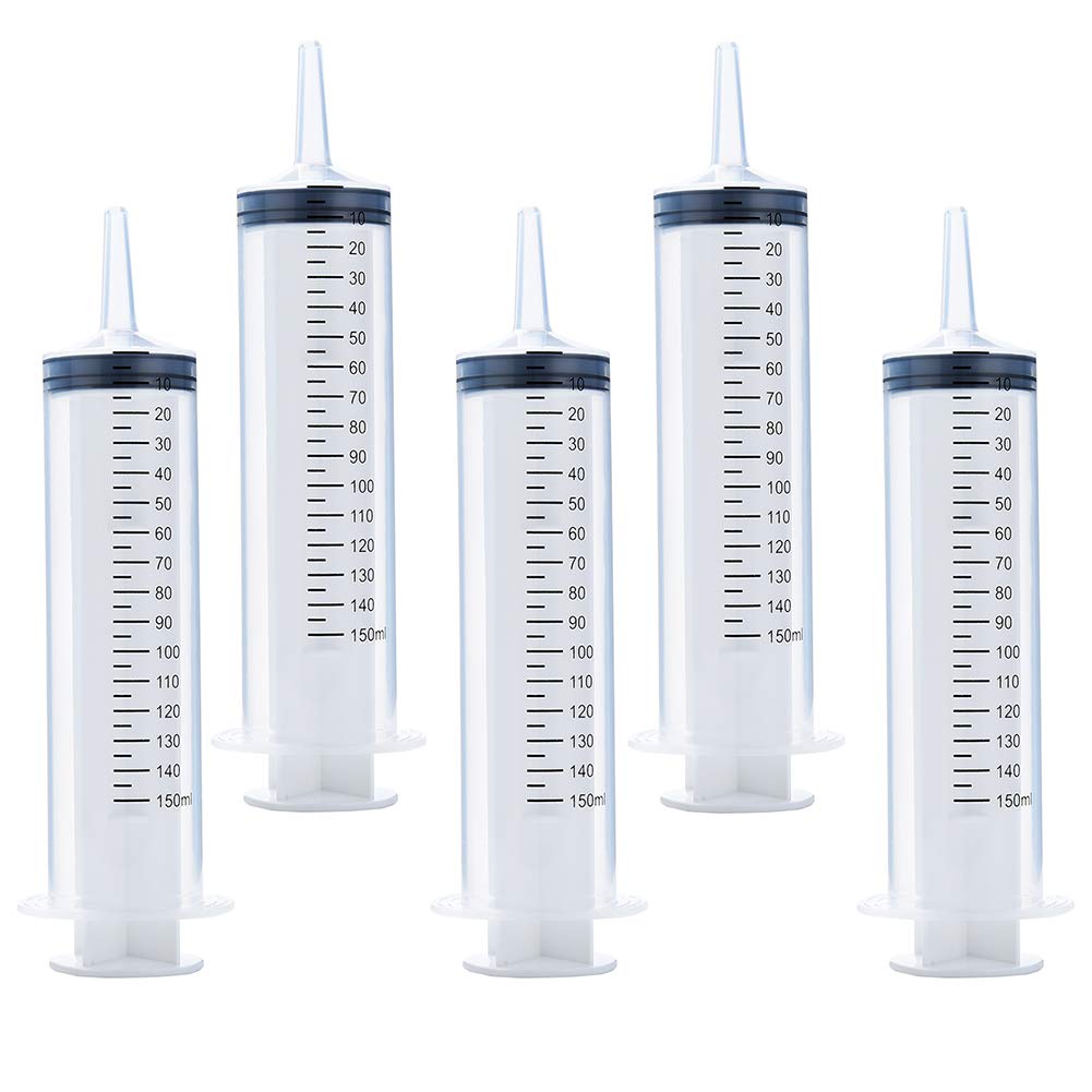 5 Pack 150ml Syringes, Large Plastic Syringe for Scientific Labs