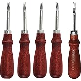 XILEWHZF Leather Edge Skiving Beveler Tool 5 Set,French Beveler,Leather Beveler Leathercraft Edge Skiving Beveler Leather Trimmer with Wooden Handle Five Sizes(0.8mm,1mm,1.2mm,1.4mm and 1.6mm)