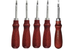 XILEWHZF Leather Edge Skiving Beveler Tool 5 Set,French Beveler,Wide Mouth Leathercraft Edge Skiving Beveler Leather Trimmer with Wooden Handle Five Sizes(0.8mm,1mm,1.2mm,1.4mm and 1.6mm)
