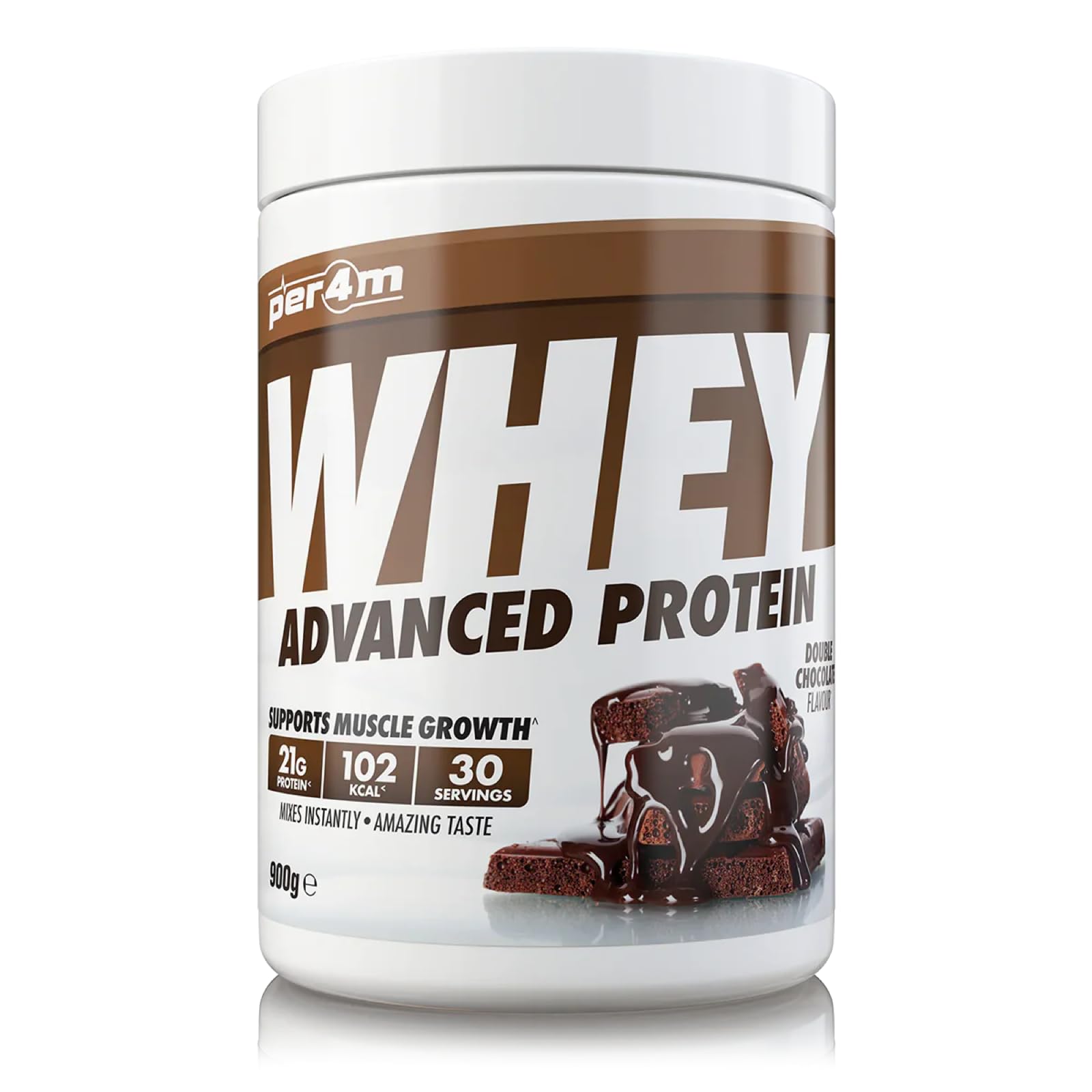 per4m Protein Whey Powder | 30 Servings of High Protein Shake with Amino Acids | for Optimal Nutrition When Training | Low Sugar Gym Supplements (Double Choc