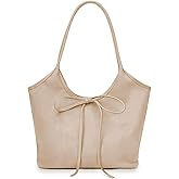 Vintage Suede Bow Tote Bag for Women Girls Slouchy Shoulder Bag Large Capacity Hobo Bag Satchel Purse Underarm Bag
