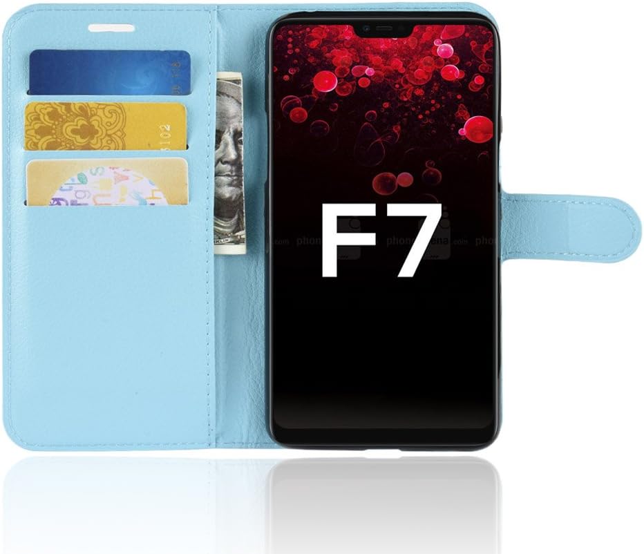 SPAK OPPO F7 Case,Premium Leather Wallet Flip Cover for OPPO F7 (Blue)