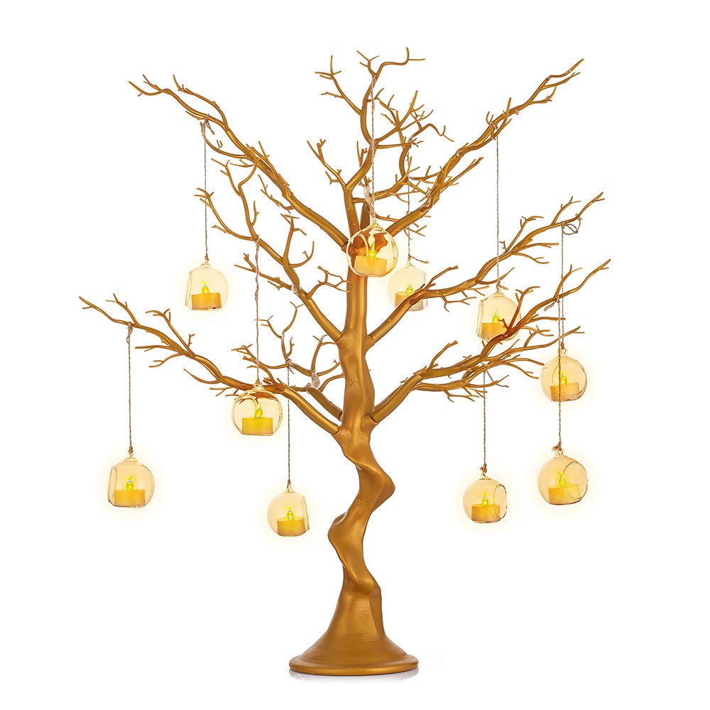 Nuptio Gold Tree Easter Trees - 76cm Tall Fake Christmas Trees Indoor Ornament Display Manzanita Halloween Outdoor Wedding Centerpieces for Tables Living Room Birthday Party Decorations
