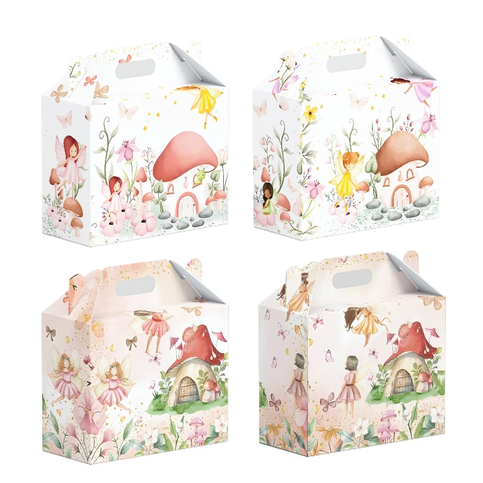 Photo 1 of 16 Pcs Fairy Party Favor Boxes - Flower Fairy Party Gift Paper Boxes, Floral Fairies Themed Decorations for Birthday Presents Decorations Supplies