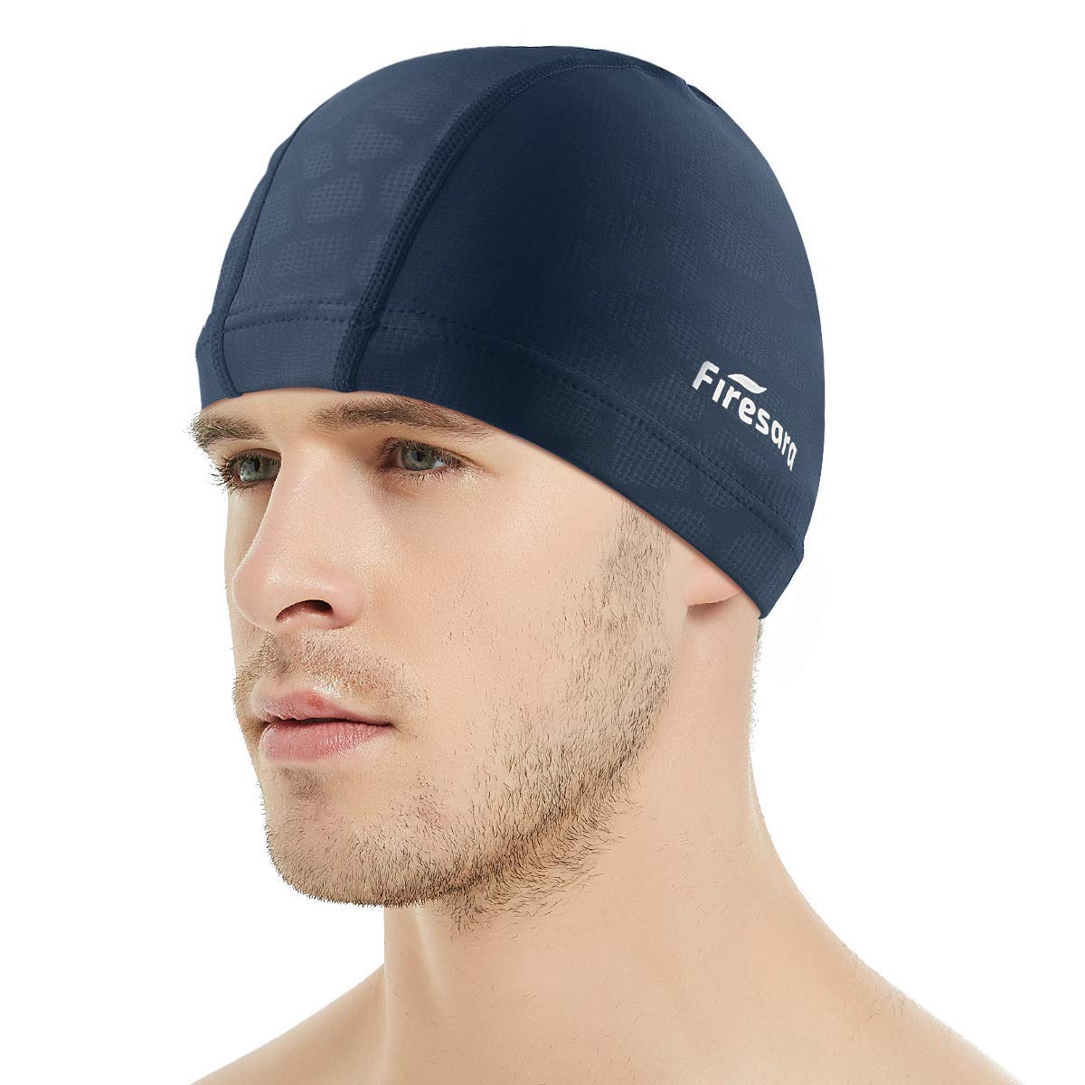 Lycra Swimming Cap, Firesara Swim Cap Anti-Tear Swim Hat Comfortable No-Slip for Men Women Long Short Hair Adult Boys Girls-Grain Blue