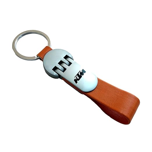 GCT KTM Duke Logo Leather Metal Orange Silver Locking Keychain for Your