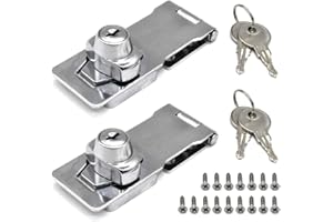 NIANNIAN 2Pcs Keyed Hasp Locks 4” x 1-5/8” Catch Latch Safety Lock Door Lock with Key
