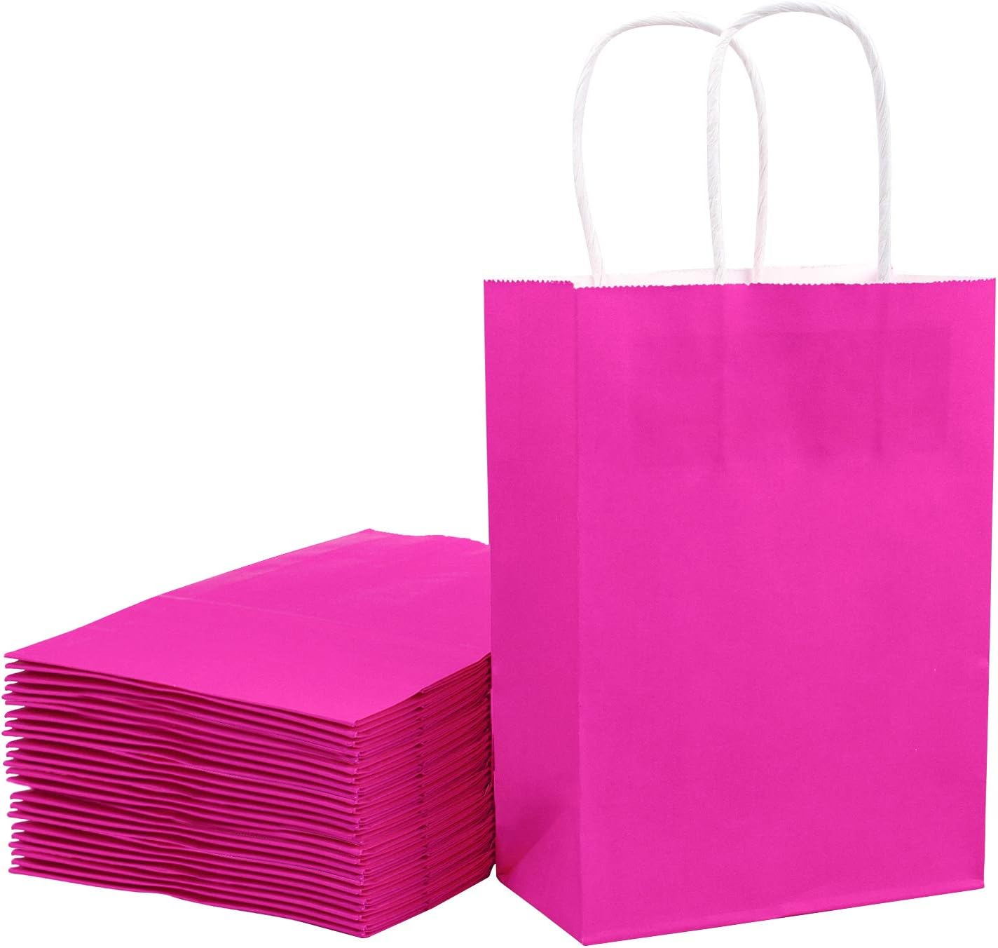Loveinside 15x8x21 cm Paper Bags Small Kraft Pink Gift Bags Bulk with