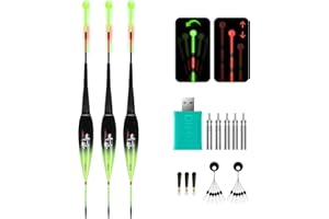 QualyQualy Lighted Slip Bobbers Fishing Floats LED Bobber w/Charger 3pcs Color Change Glow Bobber for Crappie Walleyes Fishing