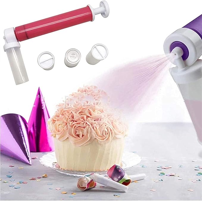 Manual Cake Airbrush Pump，Plastic Cake Glitter Decorating