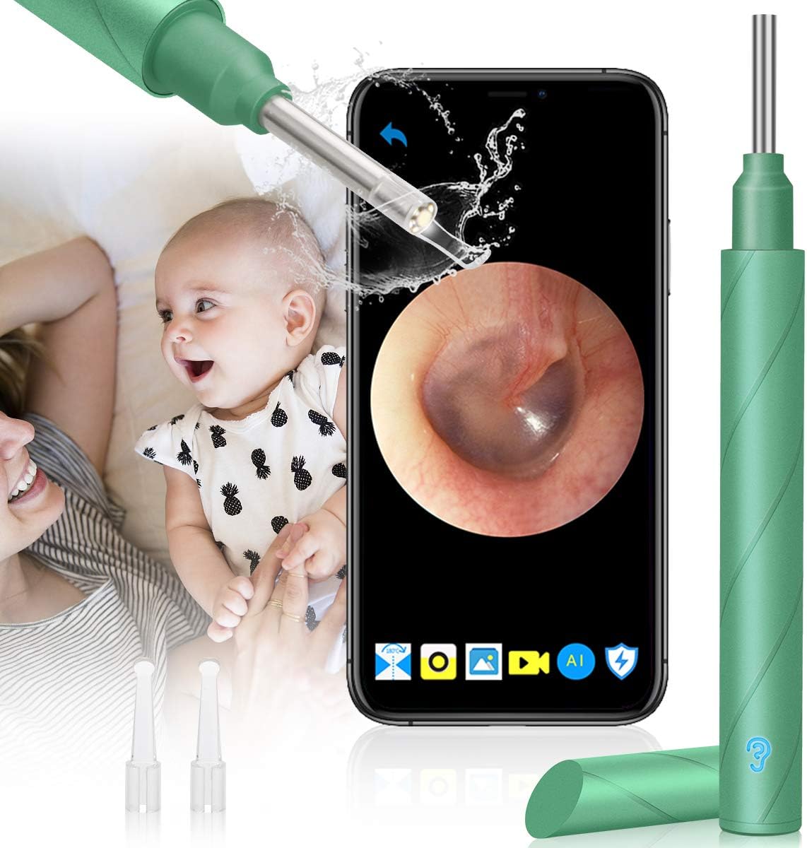 Urbesty Earwax Removal Camera,1080P Wireless Otoscope Ear