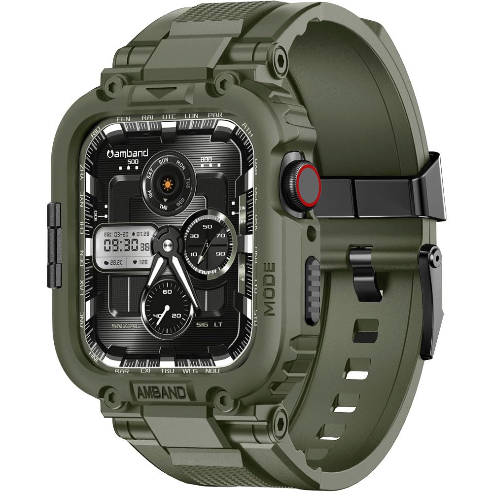 amBand Bands Compatible with Apple Watch Ultra 3/2/1 49mm, M1 Sport Series Rugged Durable Strap with Metal Connector to Match Ultra's Titanium Case for iWatch 49 mm Men Black Brushed
