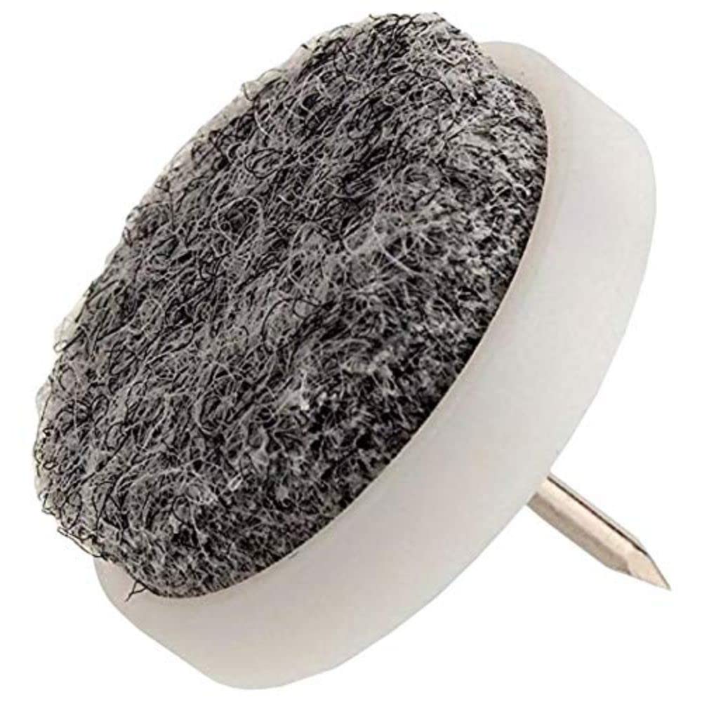 Merriway BH06821 (20 Pcs) Soft Felt Chair Glides Nail-in 28mm Diameter White - Pack of 20 Pieces
