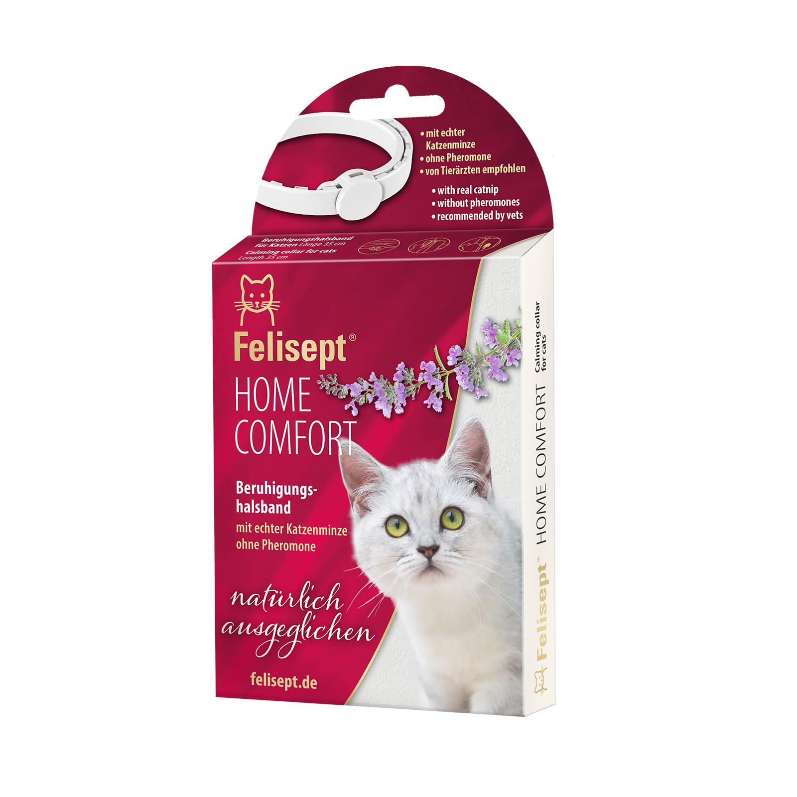 Felisept Home Comfort Cat Calming Collar - With natural catnip (no pheromones cat) - Calming cat collar - Reduce undesirable behaviour, stress and restlessness in home and on the move