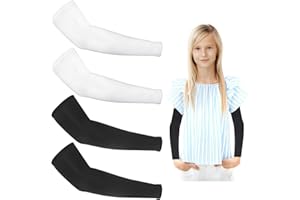 PIRIUUO 2 Pairs Kids Arm Sleeves - Breathable Elastic Compression Sleeves for Volleyball, Football, Baseball, Basketball - Youth Boys & Girls