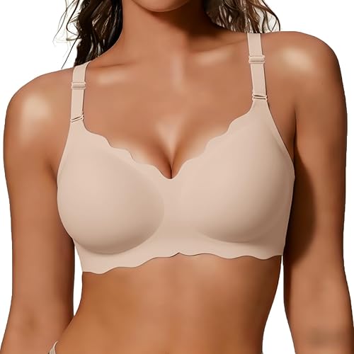 COCOMARTS Jelly Bras for Women No Underwire Scalloped Push Up Wireless Bralettes Seamless Soft Comfort Everyday Tshirt Bra