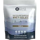 Taha Health & Nutrition Vanilla Whey Protein Isolate Powder, 30g Protein, 7.9g BCAAs, 4.3g Leucine | New Zealand Free-Range, Grass-Fed Dairy | Gluten-Free, Keto, Kosher | 2LB, 25 Servings