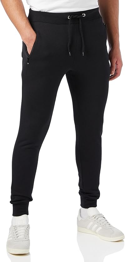 Bonjour Slim Fit Joggers for Men with Zip Pockets Black Large