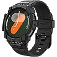 Spigen Rugged Armor Pro Designed for Samsung Galaxy Watch 7 40mm Case with Band Protective TPU Cover with Strap (2024) - Matte Black
