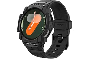 Spigen Rugged Armor Pro Designed for Samsung Galaxy Watch 7 40mm Case with Band Protective TPU Cover with Strap (2024) - Matte Black